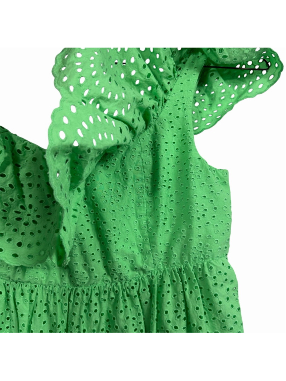 Lilly Pulitzer Eyelet Dress Green Smocked Ruffle Summer Boho Size Women's Size 4 - Picture 6 of 10